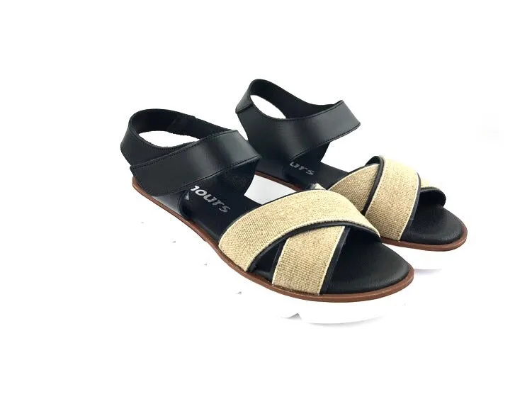 48 Hours | Sandalias de mujer planas piel Negra