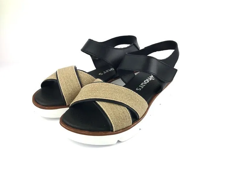 48 Hours | Sandalias de mujer planas piel Negra