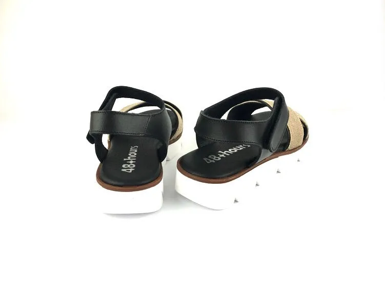 48 Hours | Sandalias de mujer planas piel Negra