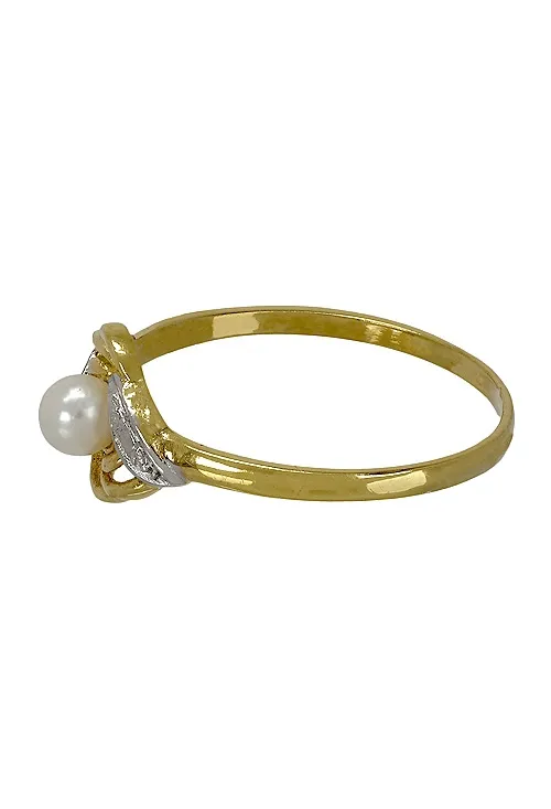 Anillo de oro bicolor con perla para niña 100_1295BI