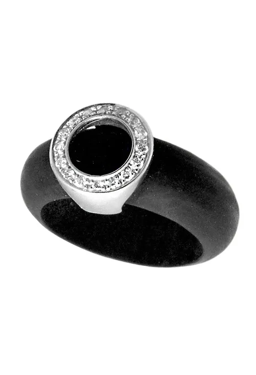 ANILLO MUJER CAUCHO Y ORO BLANCO 18K CON DIAMANTES 133_4864S