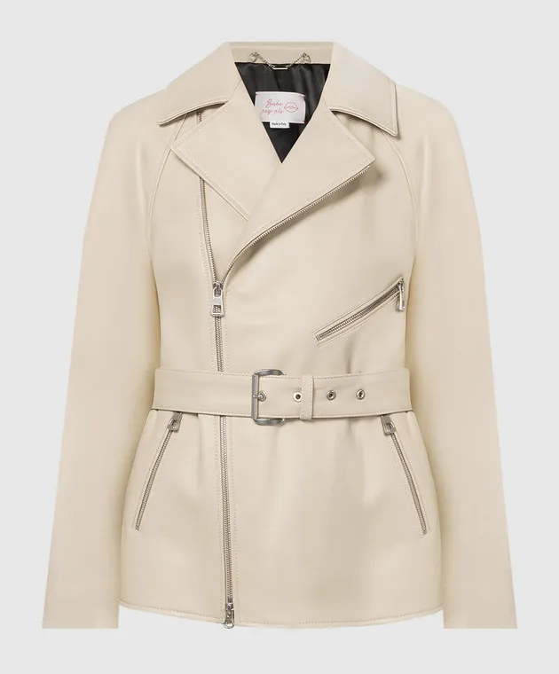 Babe Pay Pls Beige leather jacket