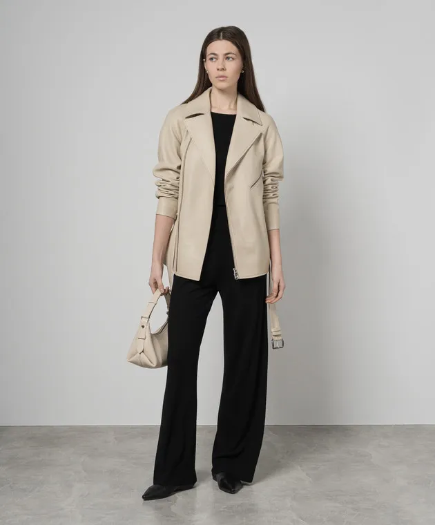 Babe Pay Pls Beige leather jacket