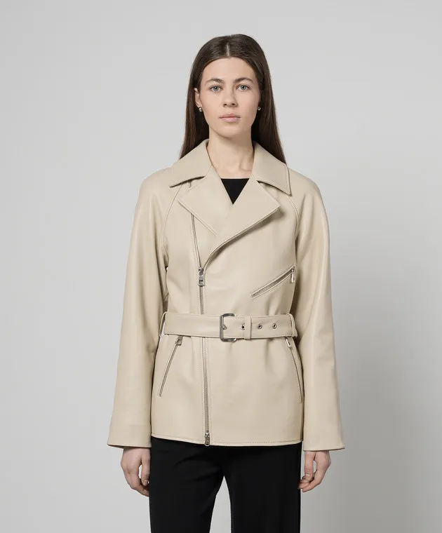 Babe Pay Pls Beige leather jacket