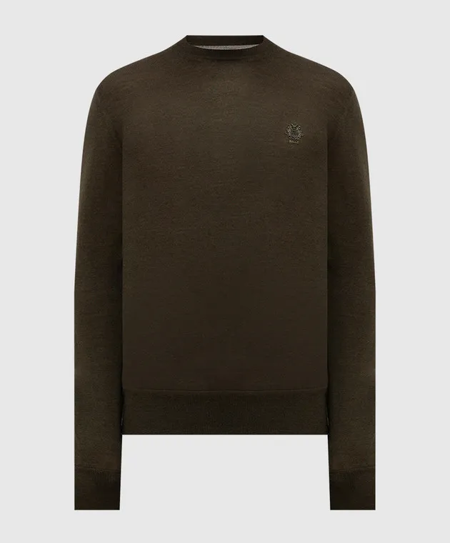 Bally Green cashmere and silk jumper with logo embroidery