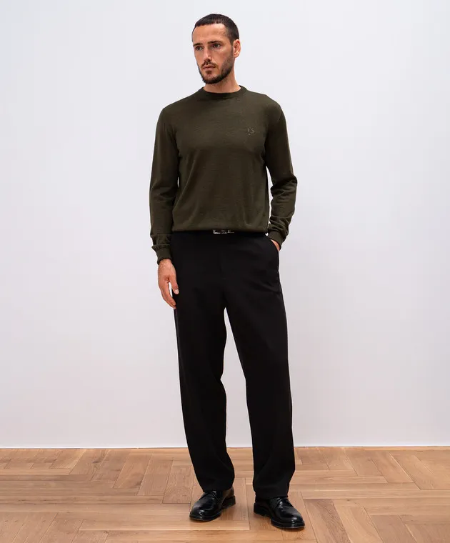 Bally Green cashmere and silk jumper with logo embroidery