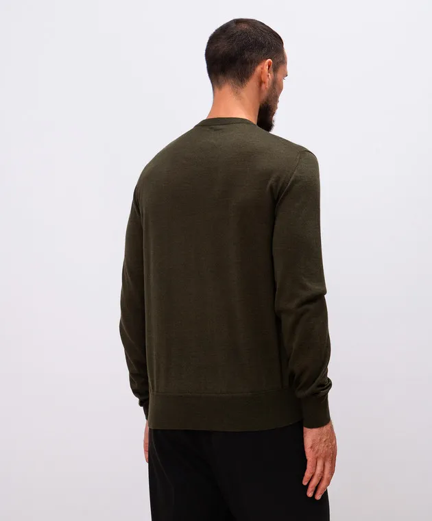 Bally Green cashmere and silk jumper with logo embroidery