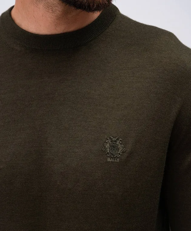 Bally Green cashmere and silk jumper with logo embroidery