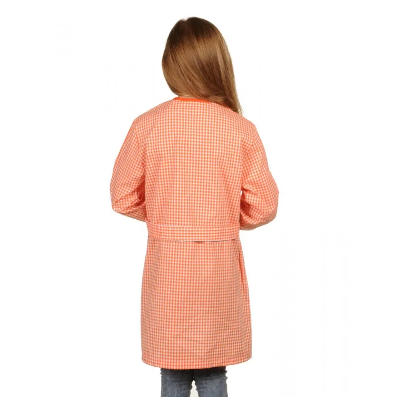 BATA ESCOLAR UNISEX CON CUADRO NARANJA Y BOLSILLO LISO  PONSICH