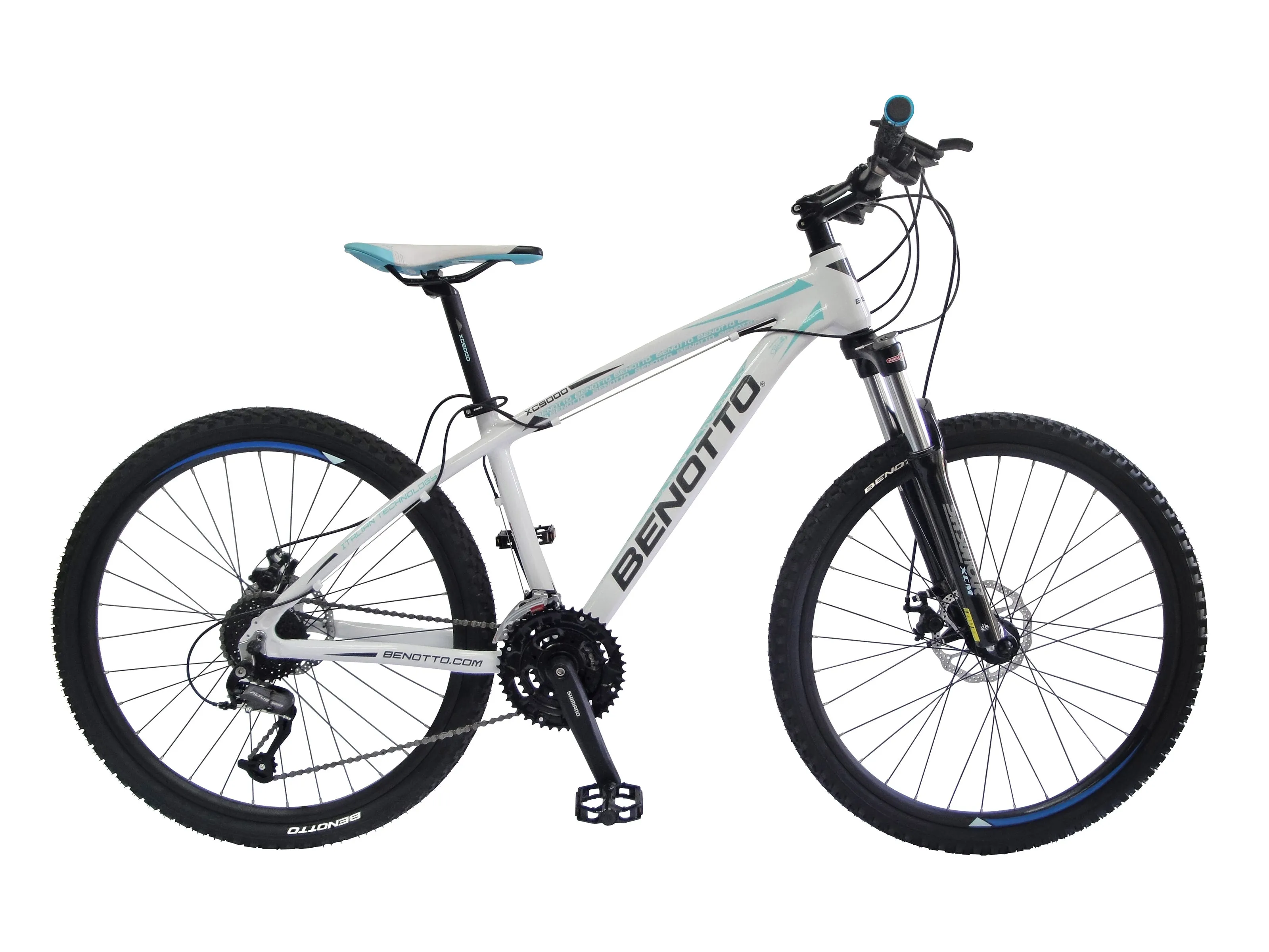 BICICLETA BENOTTO MONTAA XC9000 R26 27V. SHIMANO ALTUS FRENOS DOBLE DISCO MECANICO ALUMINIO BLANCO/NEGRO TALLA:MM