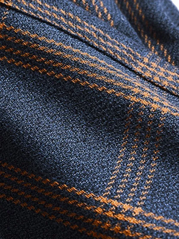 Camisa de manga larga con botones a cuadros para hombre