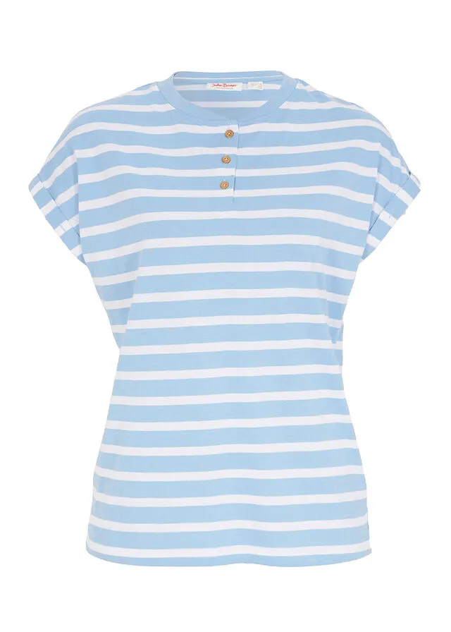 Camiseta de manga corta azul claro/blanco con rayas