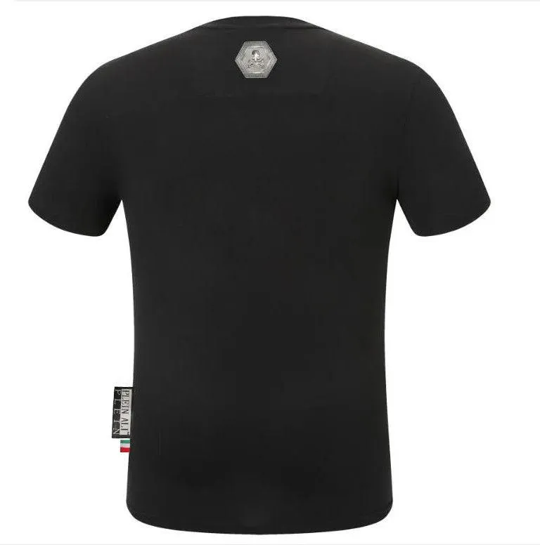 Camiseta de marca de moda para hombre, informal con diamantes de imitación