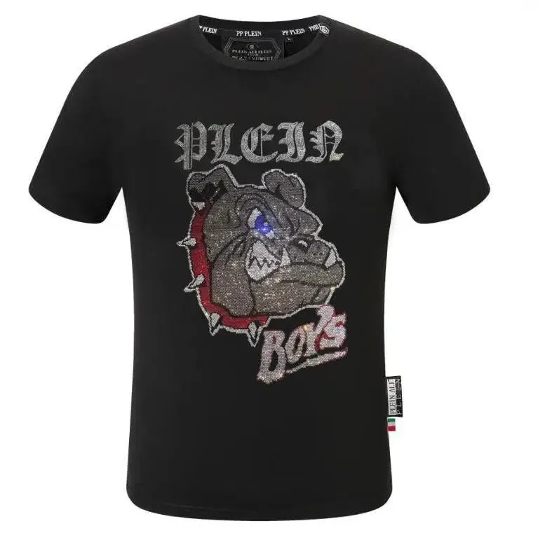 Camiseta de marca de moda para hombre, informal con diamantes de imitación