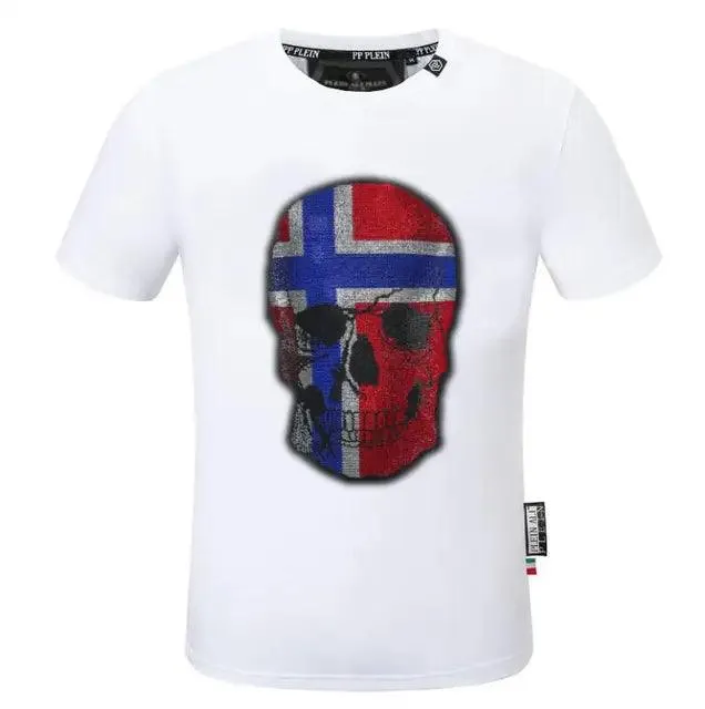 Camiseta de marca de moda para hombre, informal con diamantes de imitación