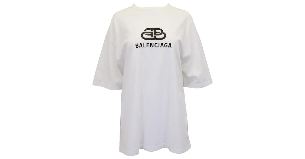 Camiseta extragrande con estampado de logotipo BB en algodón blanco de Balenciaga 