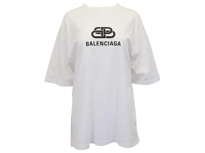 Camiseta extragrande con estampado de logotipo BB en algodón blanco de Balenciaga 