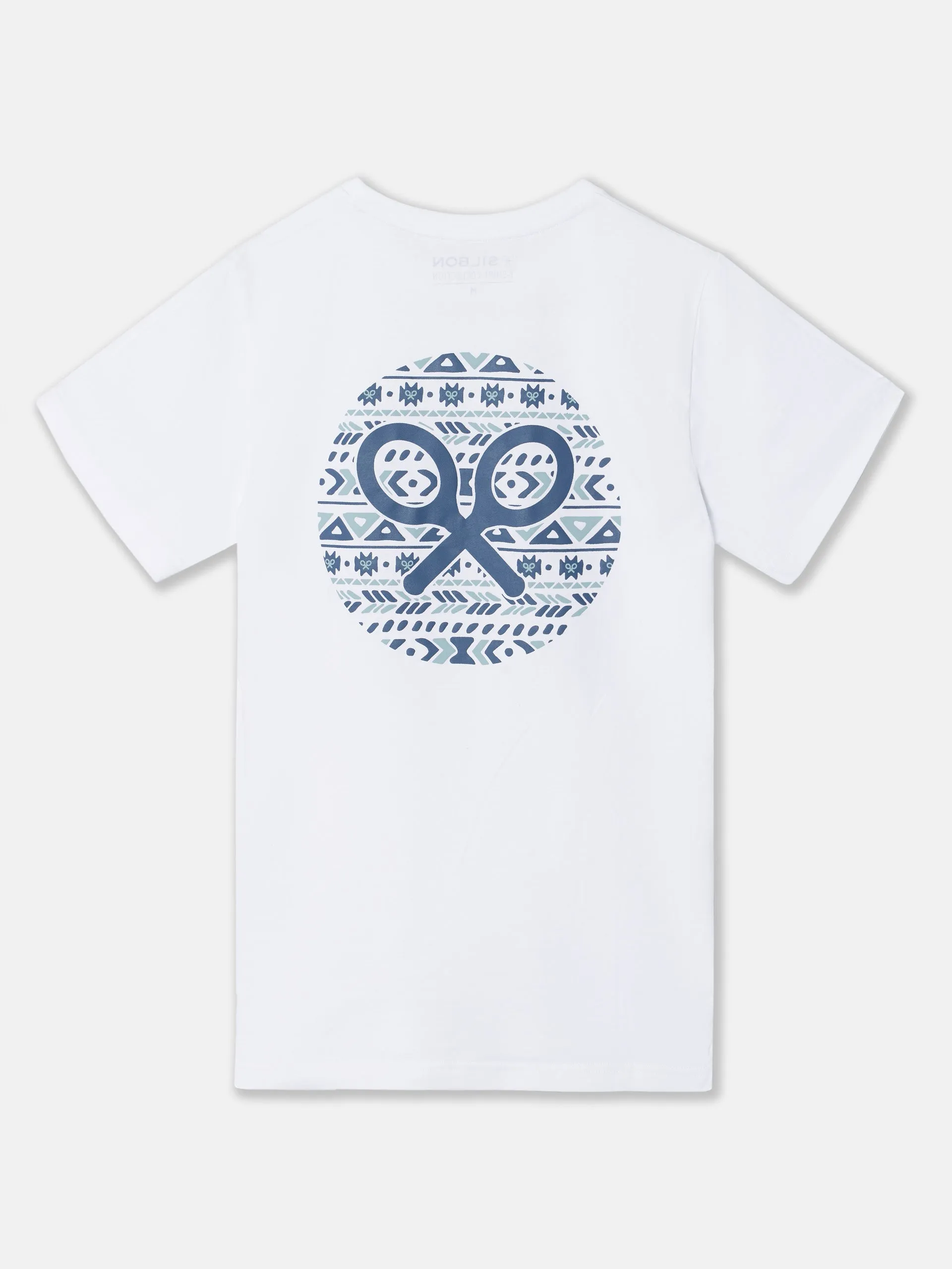 Camiseta silbon circulo etnico blanca