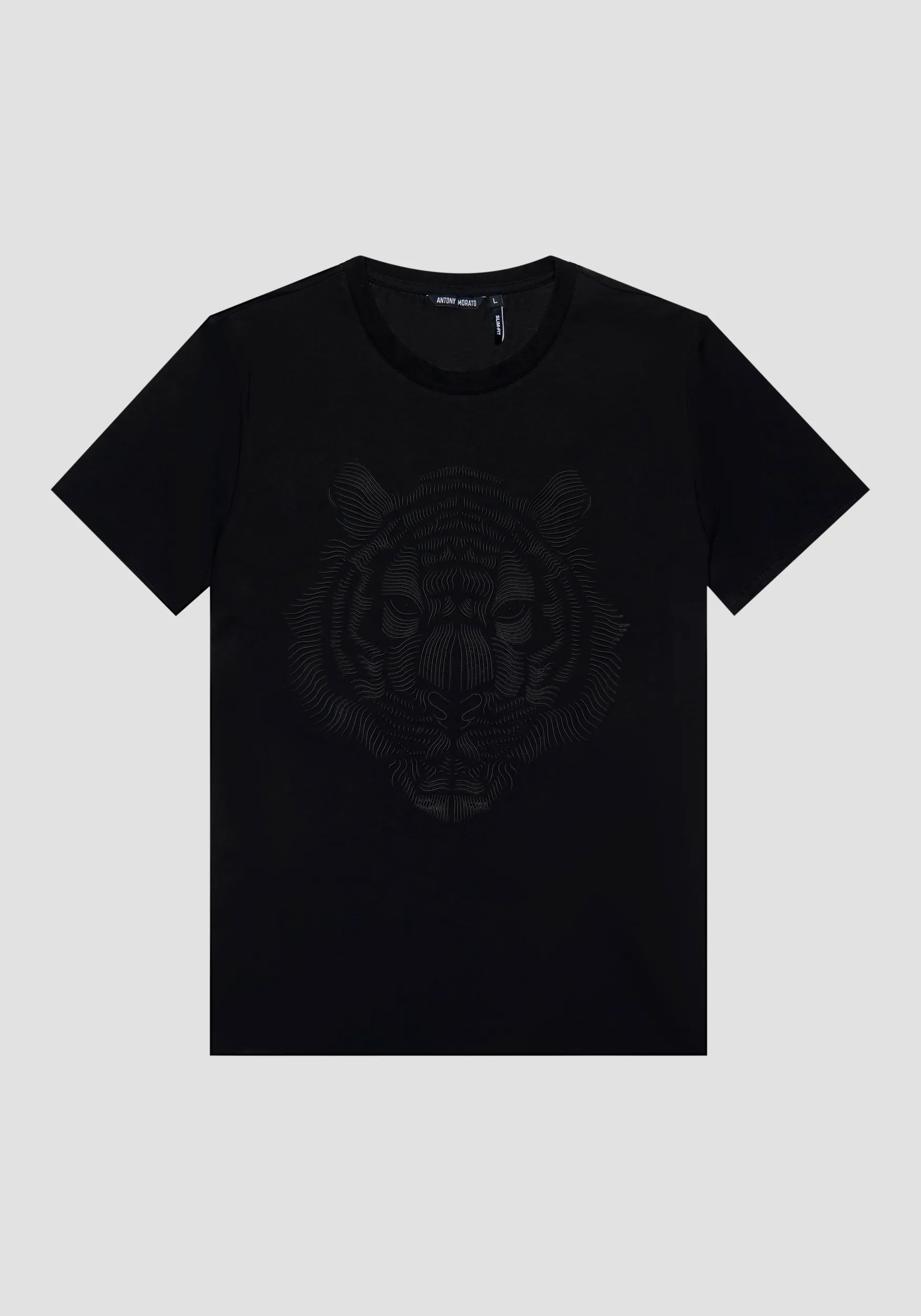 CAMISETA SLIM FIT DE JERSEY DE ALGODÓN CON ESTAMPADO DE GOMA