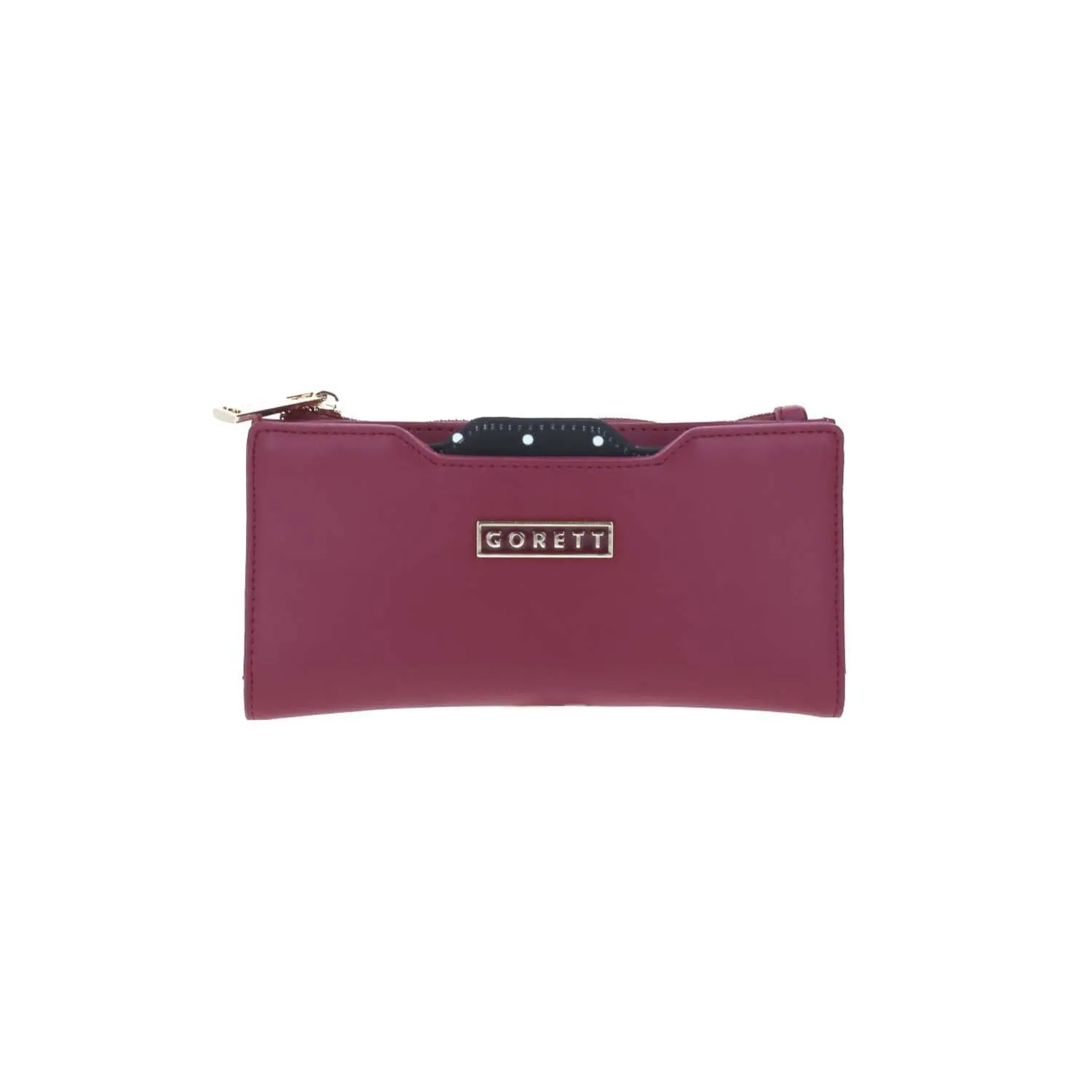 Cartera De Mujer Color Tinto Gorett Con Tarjetero Removible