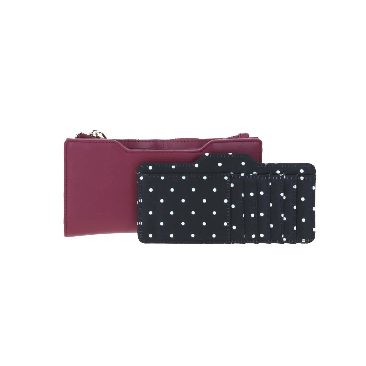 Cartera De Mujer Color Tinto Gorett Con Tarjetero Removible