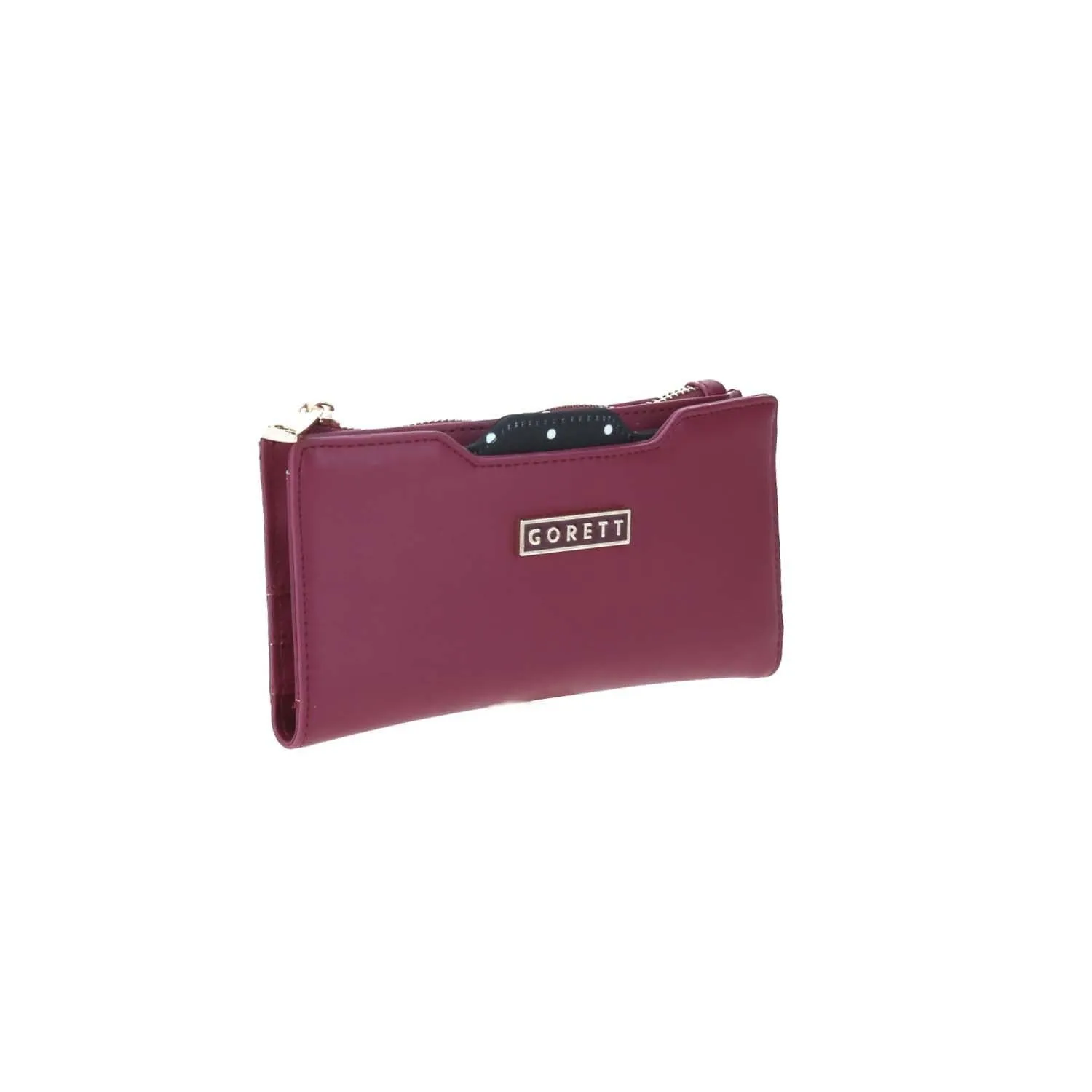 Cartera De Mujer Color Tinto Gorett Con Tarjetero Removible