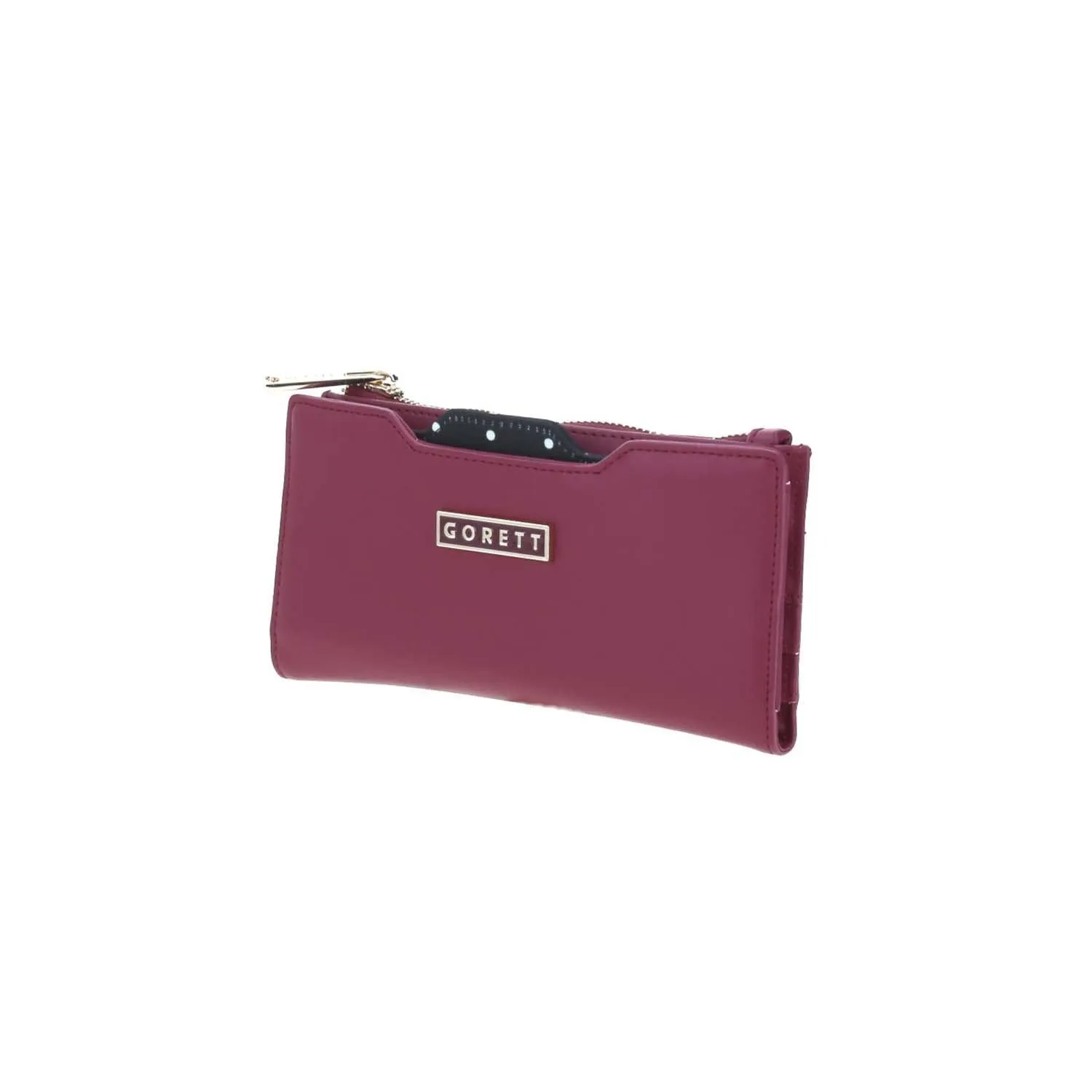 Cartera De Mujer Color Tinto Gorett Con Tarjetero Removible