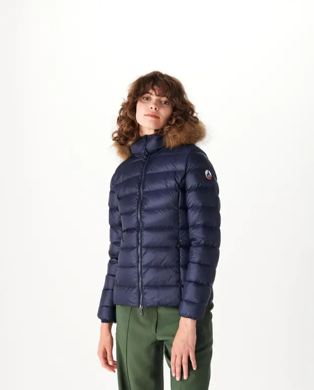 CHAQUETA CAPUCHA PELO JOTT DE PLUMAS PATO MUJER LUXE GRAN FRÍO FW22WJAC30 104MARINE JUSTOVERTHETOP AZUL MARINO