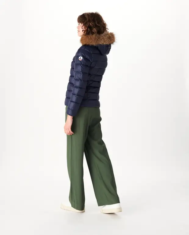 CHAQUETA CAPUCHA PELO JOTT DE PLUMAS PATO MUJER LUXE GRAN FRÍO FW22WJAC30 104MARINE JUSTOVERTHETOP AZUL MARINO