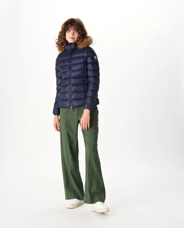 CHAQUETA CAPUCHA PELO JOTT DE PLUMAS PATO MUJER LUXE GRAN FRÍO FW22WJAC30 104MARINE JUSTOVERTHETOP AZUL MARINO