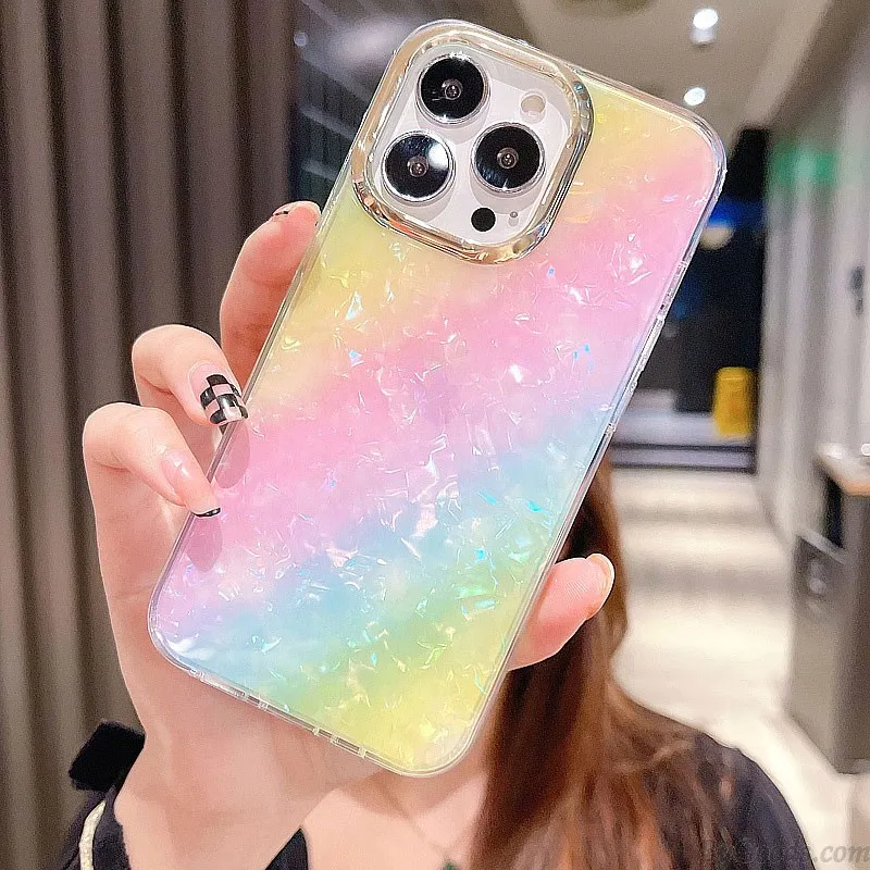 COLORFUL RAINBOW SHELL LEOPARD FISH SCALES ANTIDROP IPHONE 13 PRO MAX CASE SILICONE COVER FOR IPHONE 7/8/11/XS/12/13