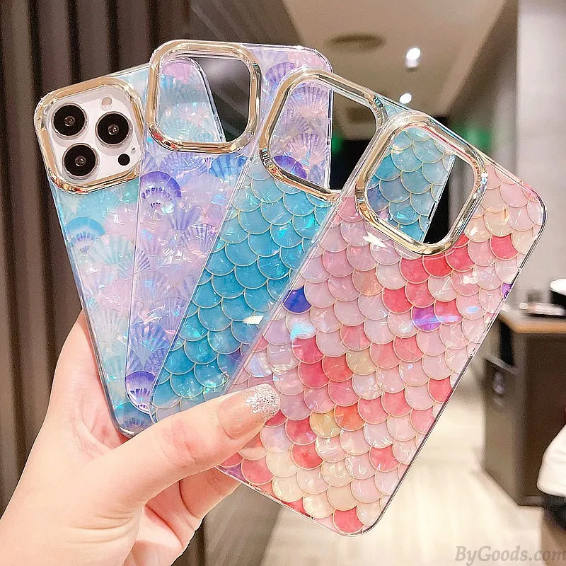 COLORFUL RAINBOW SHELL LEOPARD FISH SCALES ANTIDROP IPHONE 13 PRO MAX CASE SILICONE COVER FOR IPHONE 7/8/11/XS/12/13