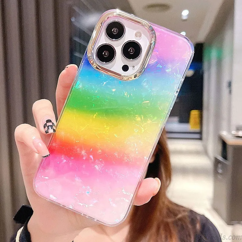 COLORFUL RAINBOW SHELL LEOPARD FISH SCALES ANTIDROP IPHONE 13 PRO MAX CASE SILICONE COVER FOR IPHONE 7/8/11/XS/12/13