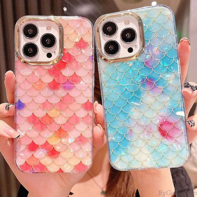 COLORFUL RAINBOW SHELL LEOPARD FISH SCALES ANTIDROP IPHONE 13 PRO MAX CASE SILICONE COVER FOR IPHONE 7/8/11/XS/12/13