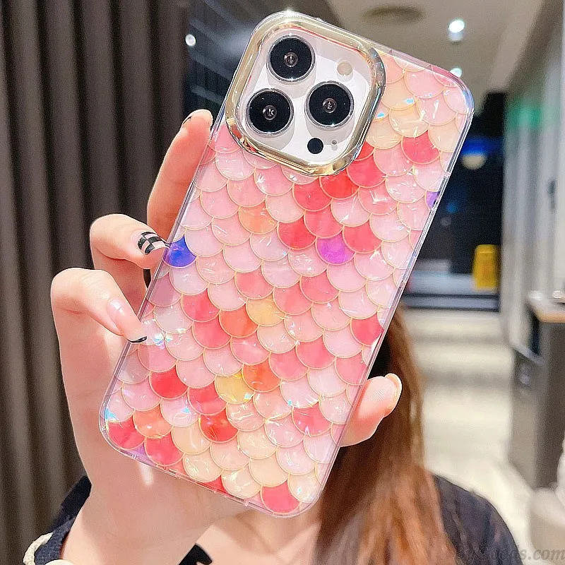 COLORFUL RAINBOW SHELL LEOPARD FISH SCALES ANTIDROP IPHONE 13 PRO MAX CASE SILICONE COVER FOR IPHONE 7/8/11/XS/12/13