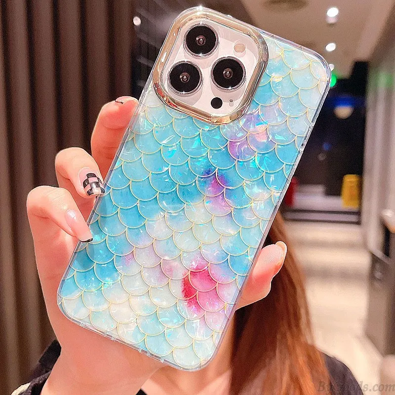 COLORFUL RAINBOW SHELL LEOPARD FISH SCALES ANTIDROP IPHONE 13 PRO MAX CASE SILICONE COVER FOR IPHONE 7/8/11/XS/12/13