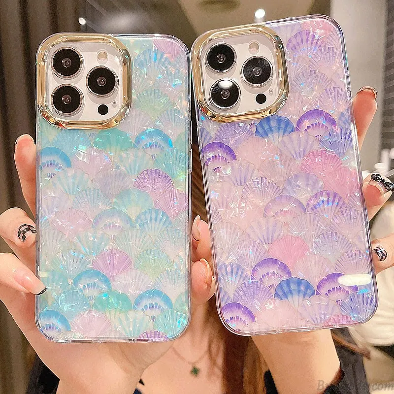 COLORFUL RAINBOW SHELL LEOPARD FISH SCALES ANTIDROP IPHONE 13 PRO MAX CASE SILICONE COVER FOR IPHONE 7/8/11/XS/12/13