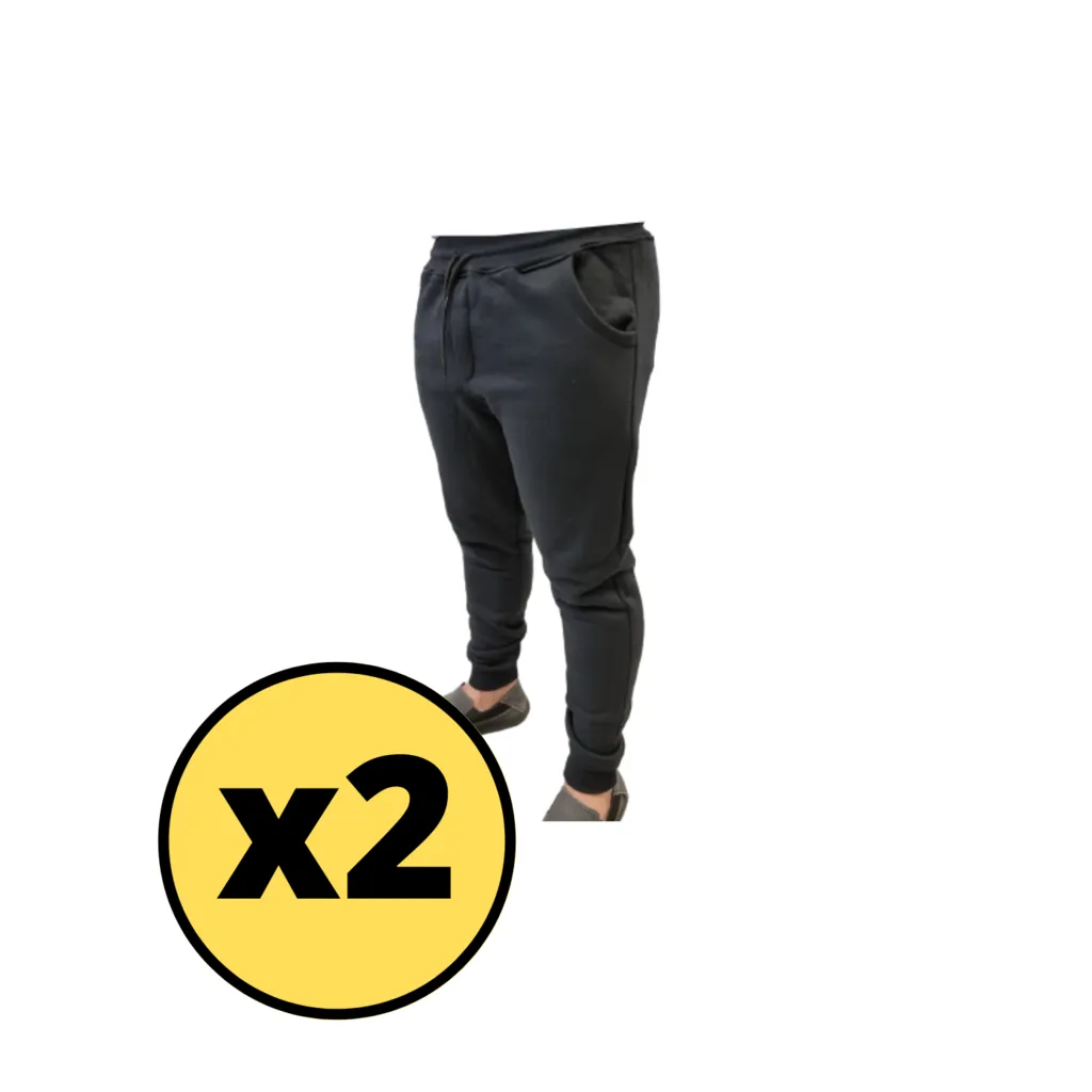 COMBO ADULTO! PANTALÓN FRIZADO NEGRO X2 PAPUA20