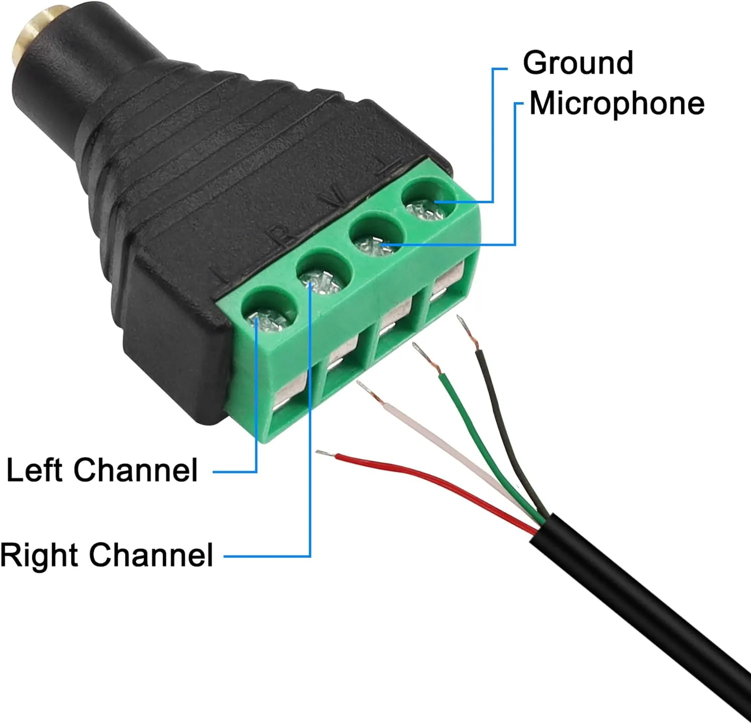 Conector Jack 3.5 Mm Hembra TRRS Terminal De Tornillo 4 Pin  Negro