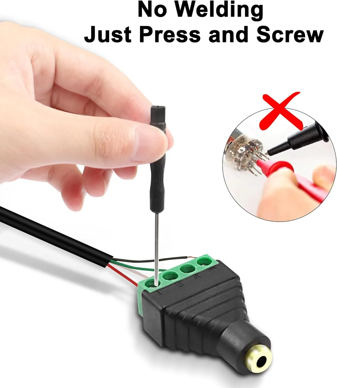 Conector Jack 3.5 Mm Hembra TRRS Terminal De Tornillo 4 Pin  Negro