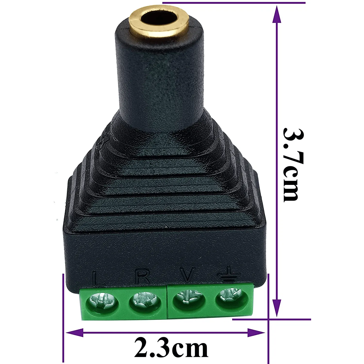 Conector Jack 3.5 Mm Hembra TRRS Terminal De Tornillo 4 Pin  Negro