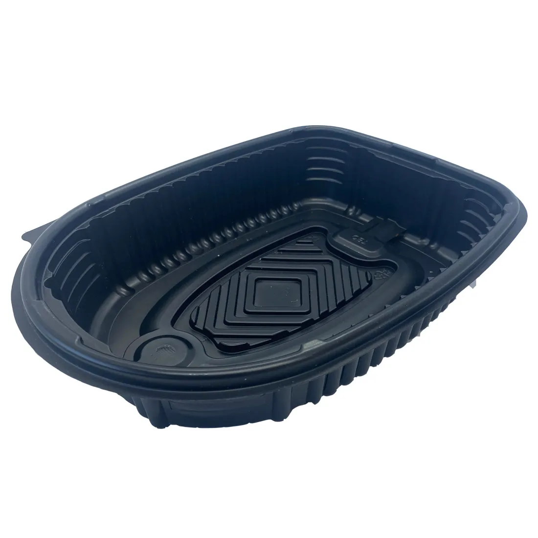 Envase para Pollo Asado Base Negra + tapa Cúpula translúcida PP