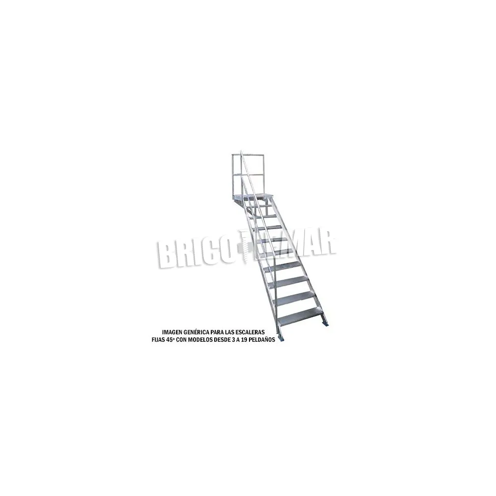Escalera fija de apoyo con pasamanos inclinación 45º 18 peldaños Plabell