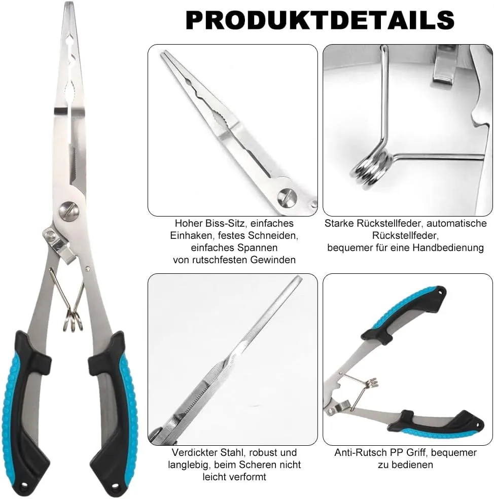 Fyfjur Alicates Pesca  Multifuncional Acero Inoxidable Alicates De Pesca Y Tijeras Pesca  Juego De Alicates De Pesca con 2 Cuerd
