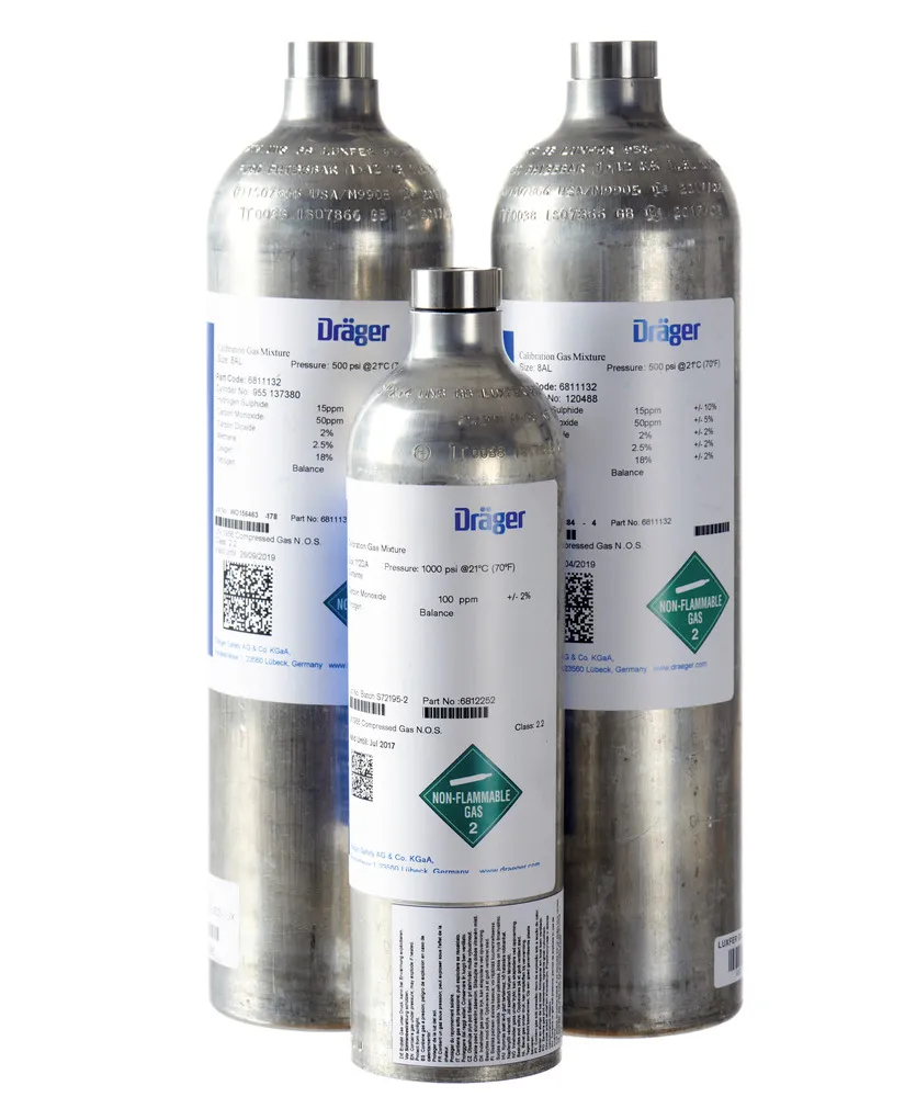 Gas de prueba Dräger, 112 litros, monóxido de carbono (CO), 100 ppm