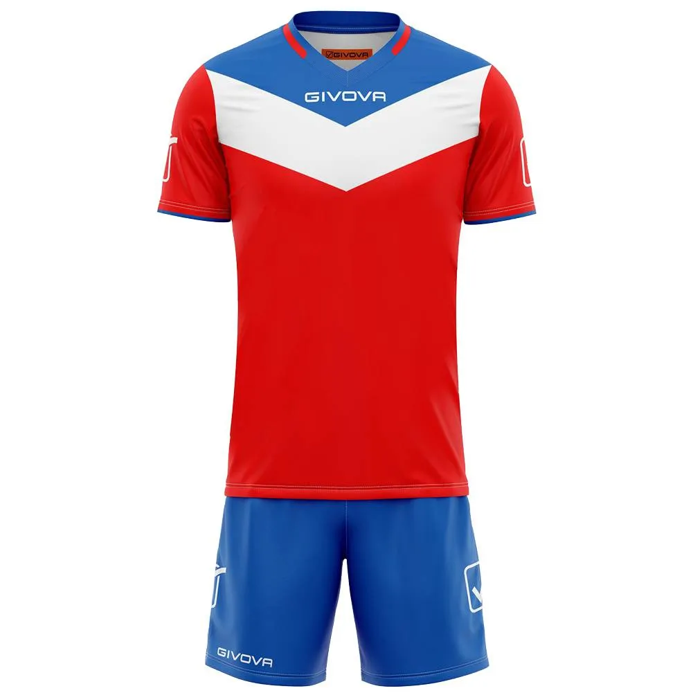 Givova Kit Campo Conjunto Camiseta + Pantalones cortos rojo / azul medio