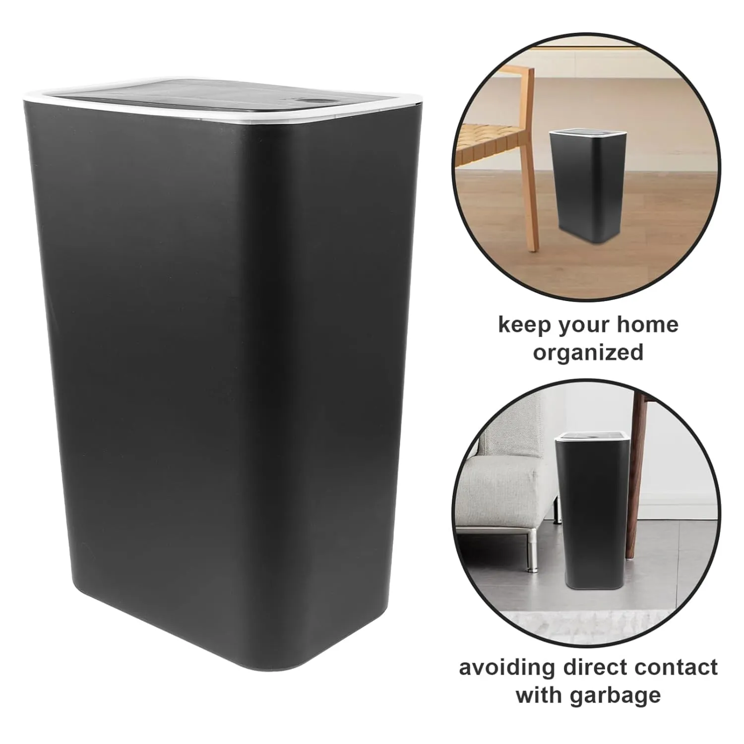 HOOTNEE Lindo Bote de Basura para Baño Bote de Basura con Tapa Bote de Basura para Cocina Plástico Pp Gran Capacidad de Almacena