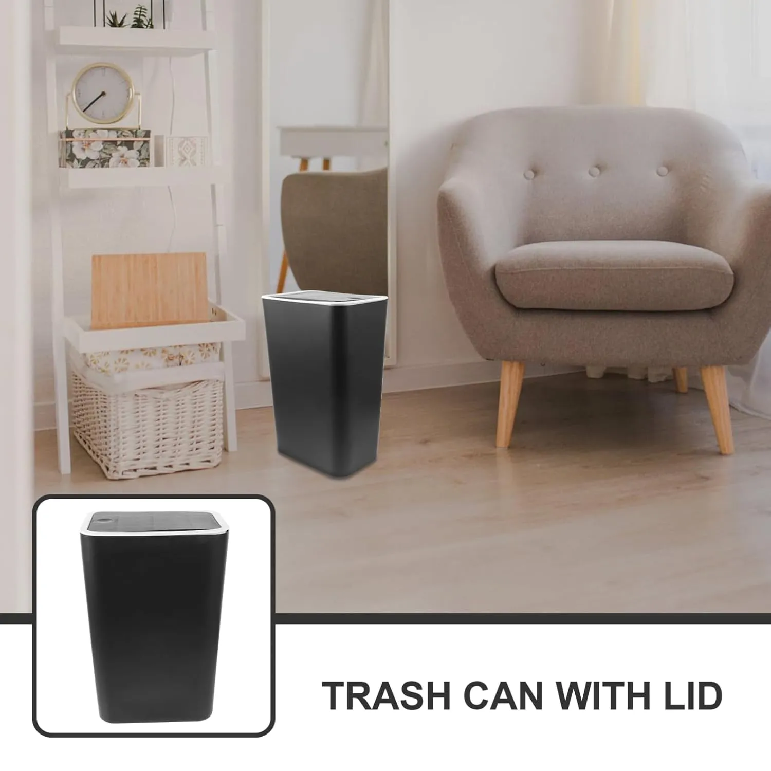 HOOTNEE Lindo Bote de Basura para Baño Bote de Basura con Tapa Bote de Basura para Cocina Plástico Pp Gran Capacidad de Almacena