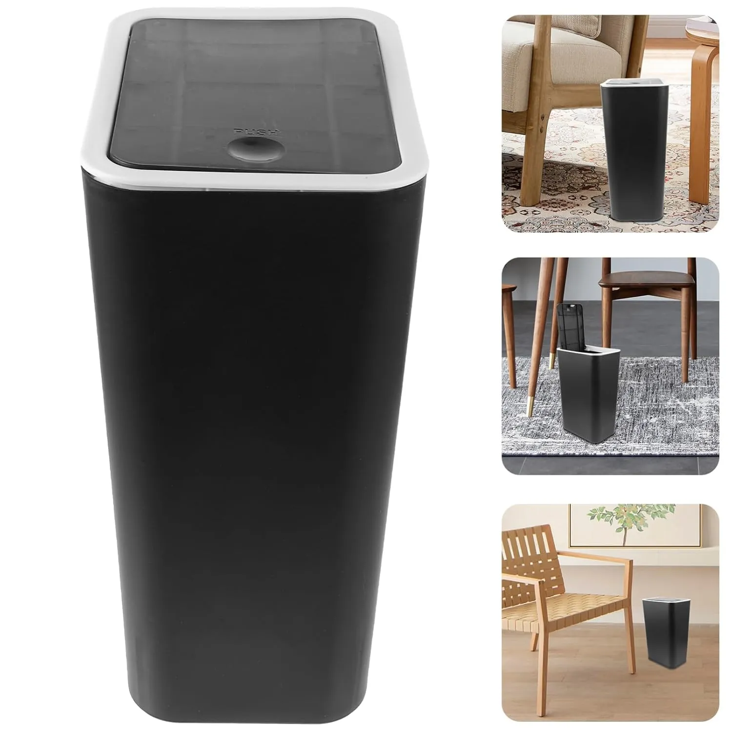 HOOTNEE Lindo Bote de Basura para Baño Bote de Basura con Tapa Bote de Basura para Cocina Plástico Pp Gran Capacidad de Almacena