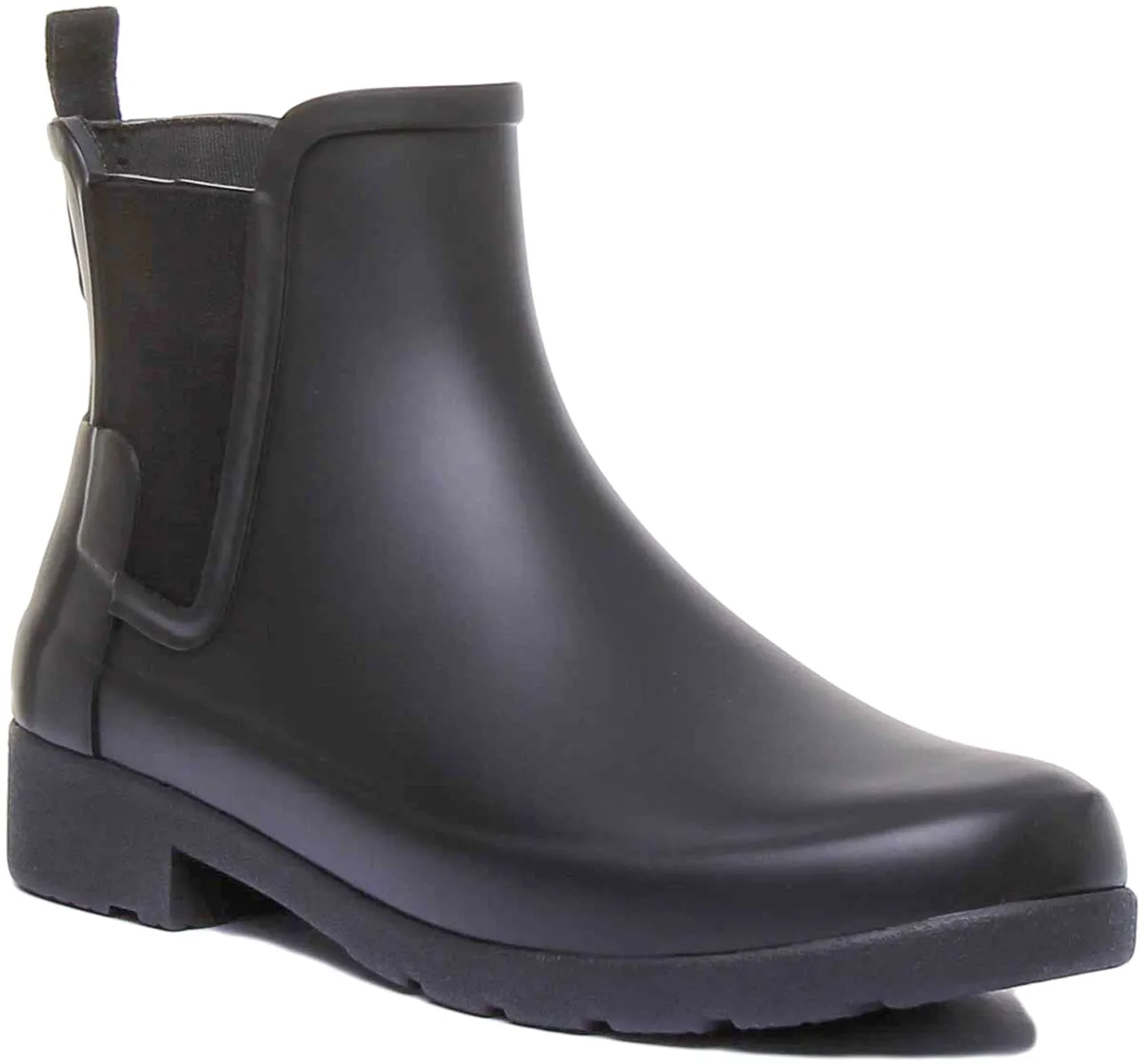 Hunter Original Bota chelsea refinada para mujer en negro mate